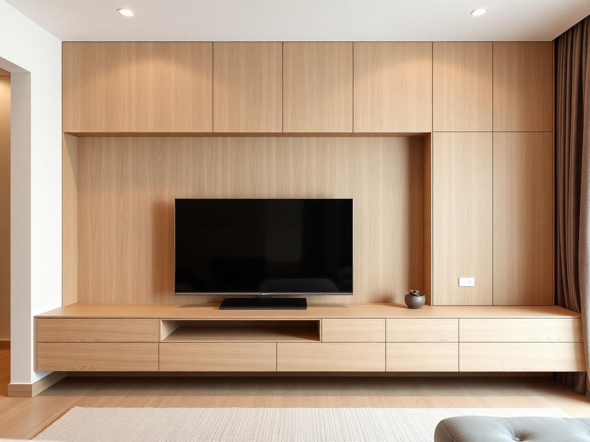 Kabinet TV gaya Minimalis Japandi